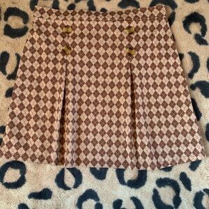 Beautees Brown and Cream Diamond Pattern A-Line Skirt